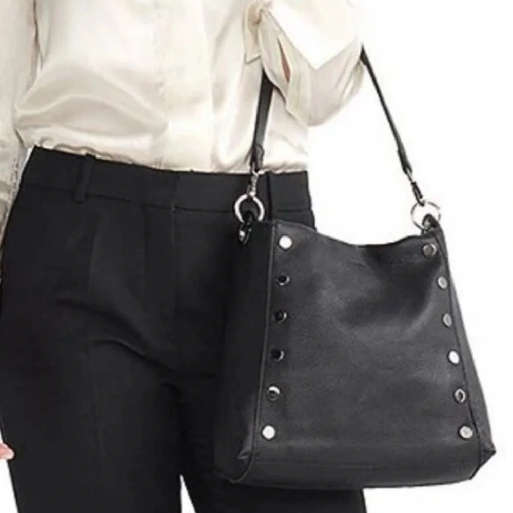 NWT Hammitt large Bryant Black with Gunmetal rivets Shoulder Bag - Picture 4 of 16